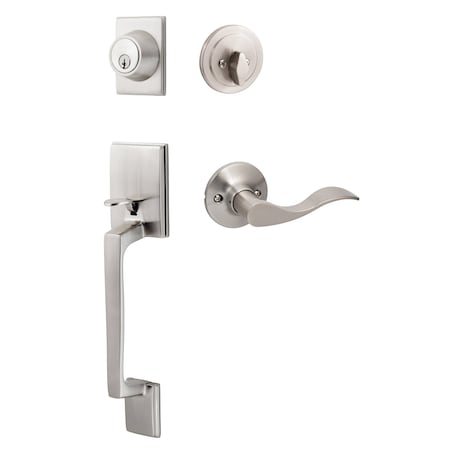 Sure-Loc Hardware Sure-Loc Hardware Coronado Handleset with Round Thumb Turn, Snowbird handleset trim, Satin Nickel, Right hand CN507-R-SB RH 15